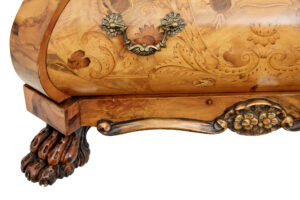 Fine Quality Walnut Inlaid Small Bombe Commode — thumbnail 3