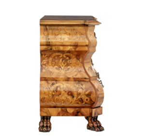 Fine Quality Walnut Inlaid Small Bombe Commode — thumbnail 5