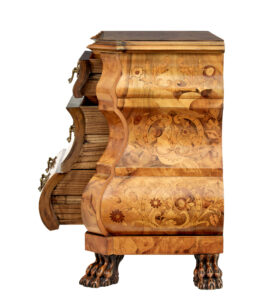 Fine Quality Walnut Inlaid Small Bombe Commode — thumbnail 6