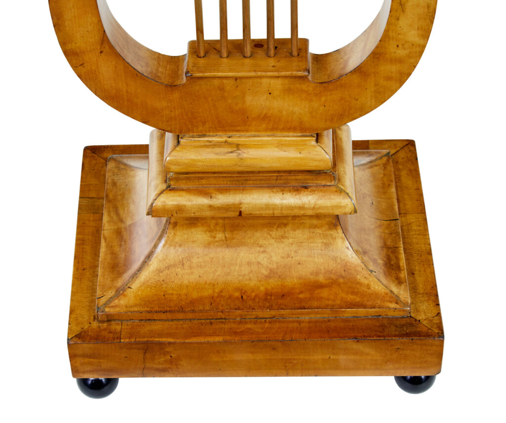 Early 19th Century Birch Empire Lyre Form Side Table — image 9