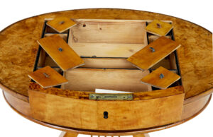 Early 19th Century Birch Empire Lyre Form Side Table — thumbnail 2