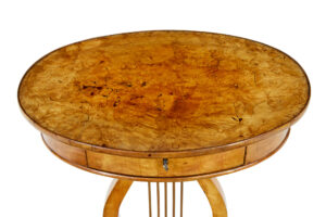 Early 19th Century Birch Empire Lyre Form Side Table — thumbnail 4