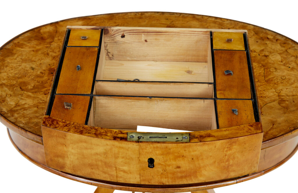 Early 19th Century Birch Empire Lyre Form Side Table — image 3