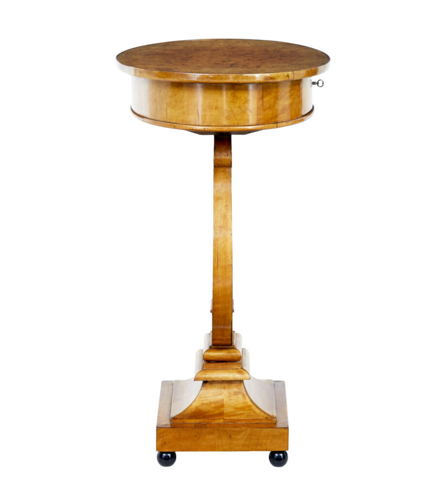 Early 19th Century Birch Empire Lyre Form Side Table — image 5