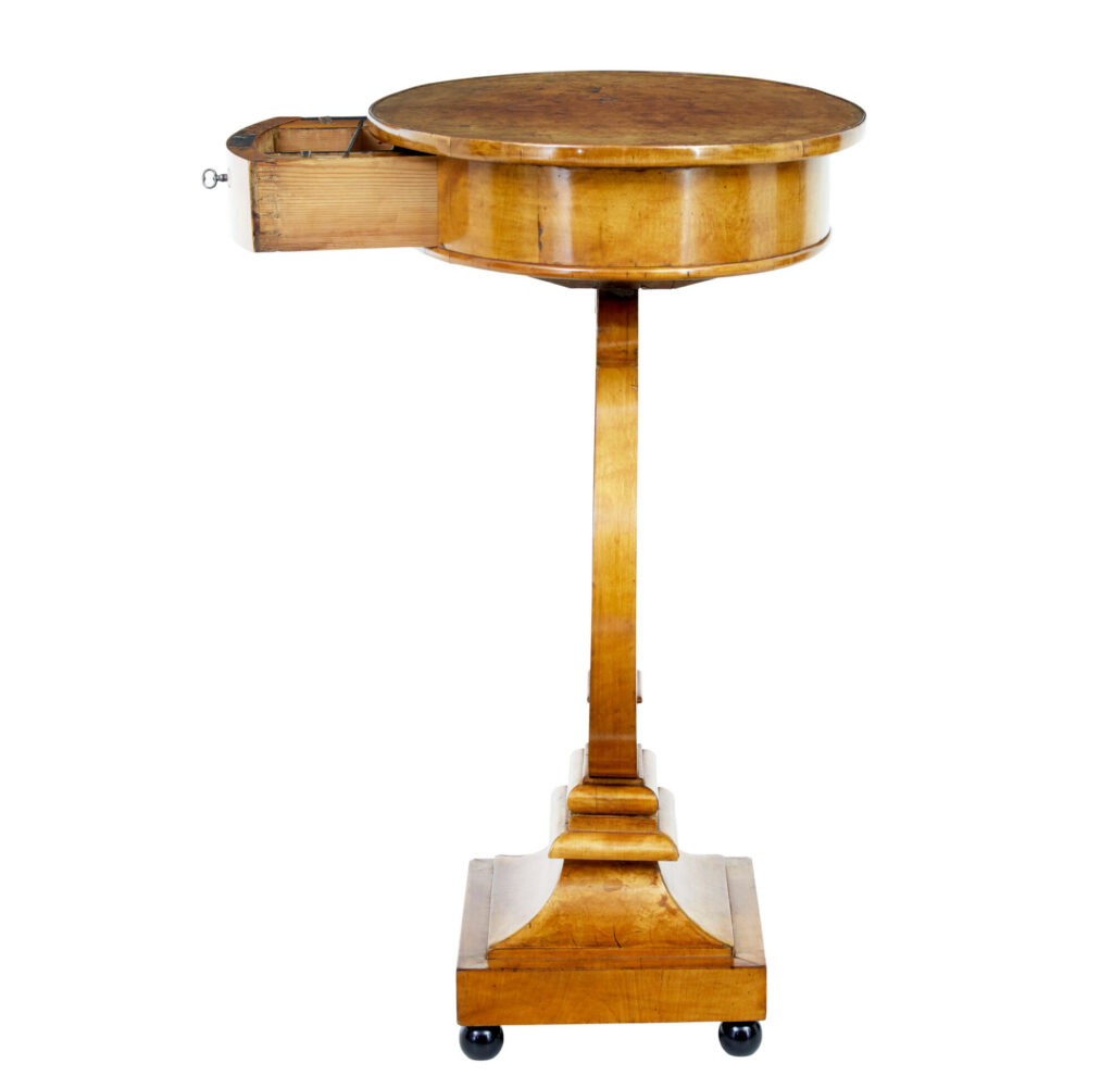 Early 19th Century Birch Empire Lyre Form Side Table — image 7
