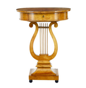 Early 19th Century Birch Empire Lyre Form Side Table — thumbnail 1