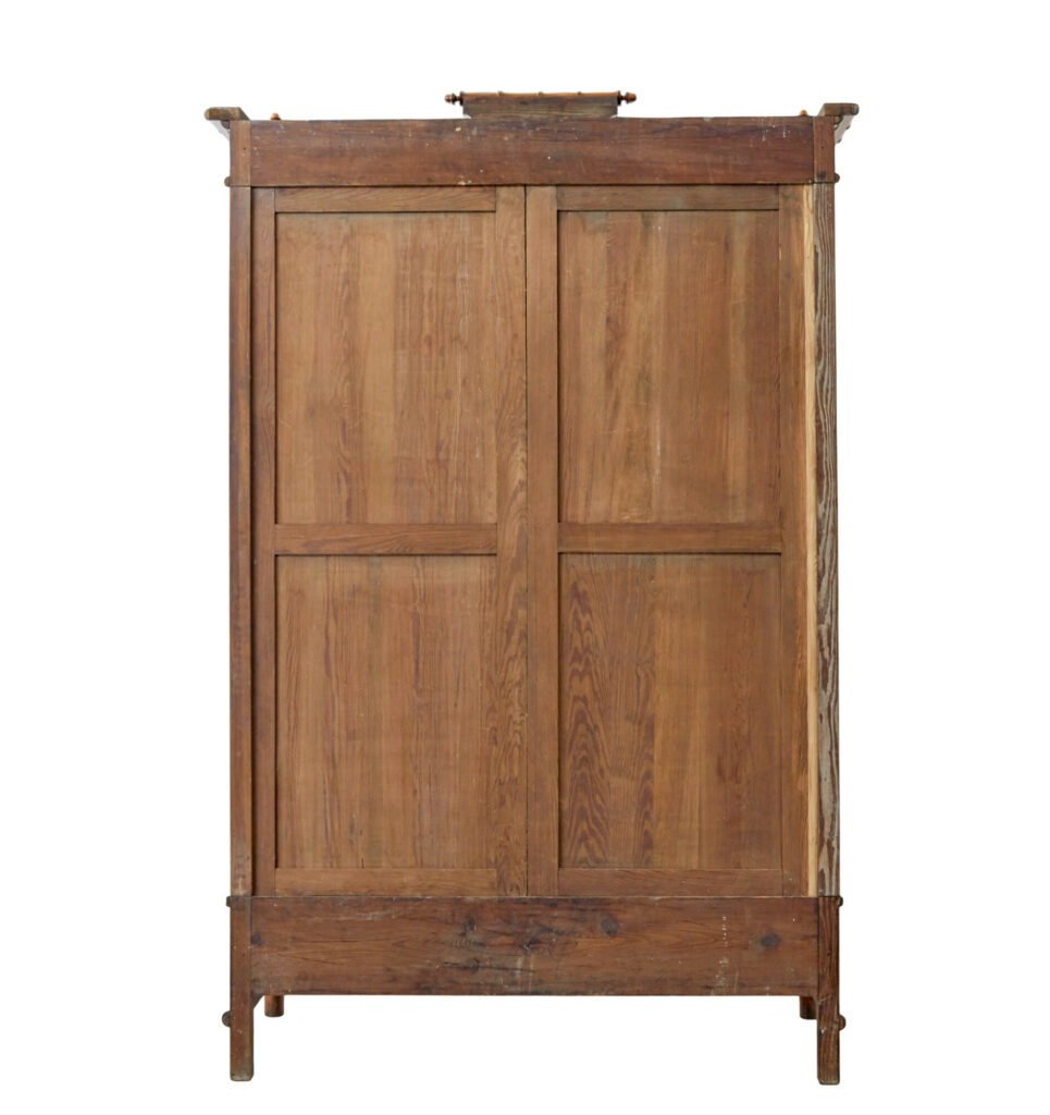 Early 20th Century French Faux Bamboo Pine Wardrobe — image 6