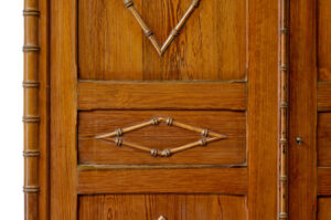 Early 20th Century French Faux Bamboo Pine Wardrobe — thumbnail 3