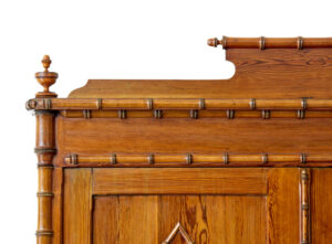 Early 20th Century French Faux Bamboo Pine Wardrobe — thumbnail 2