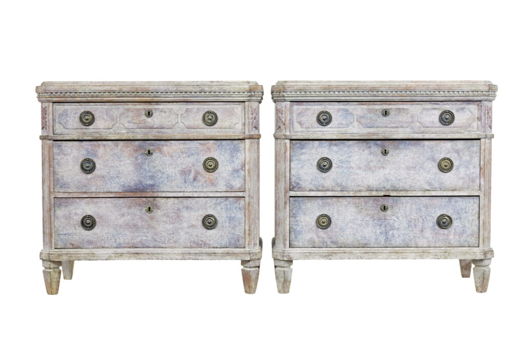 Pair of 19th Century Painted Pine Swedish Chest of Drawers