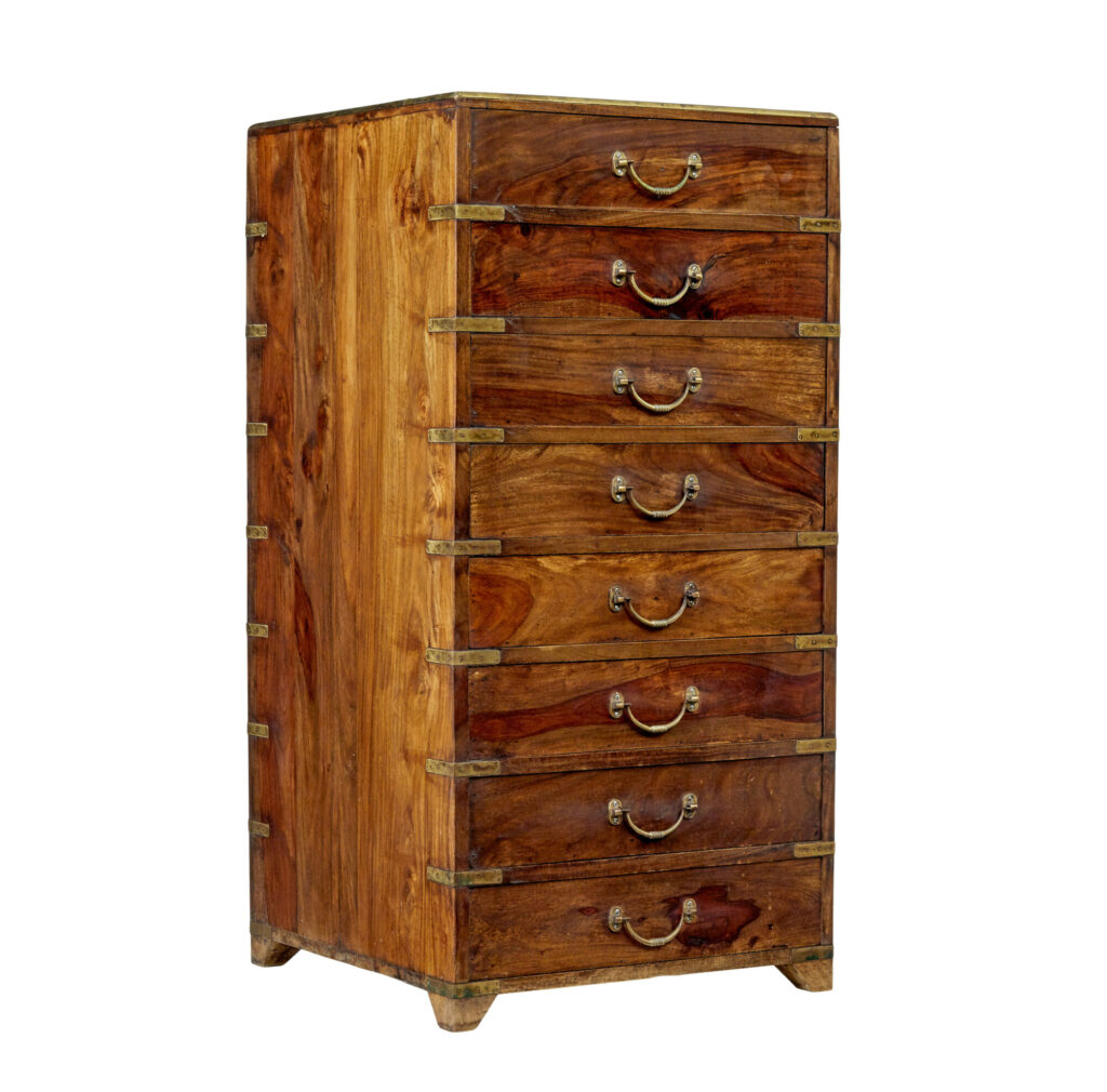 19th Century Tall Campaign Chest of Drawers