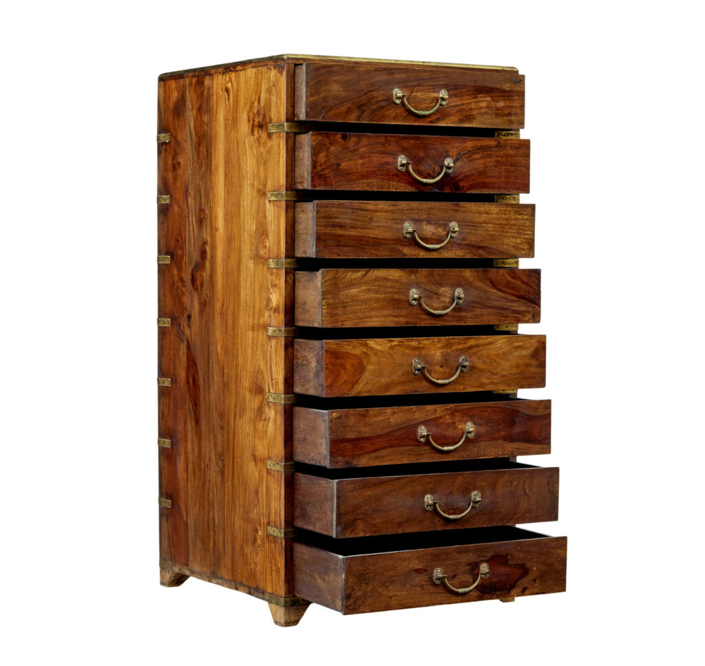 19th Century Tall Campaign Chest of Drawers — image 8