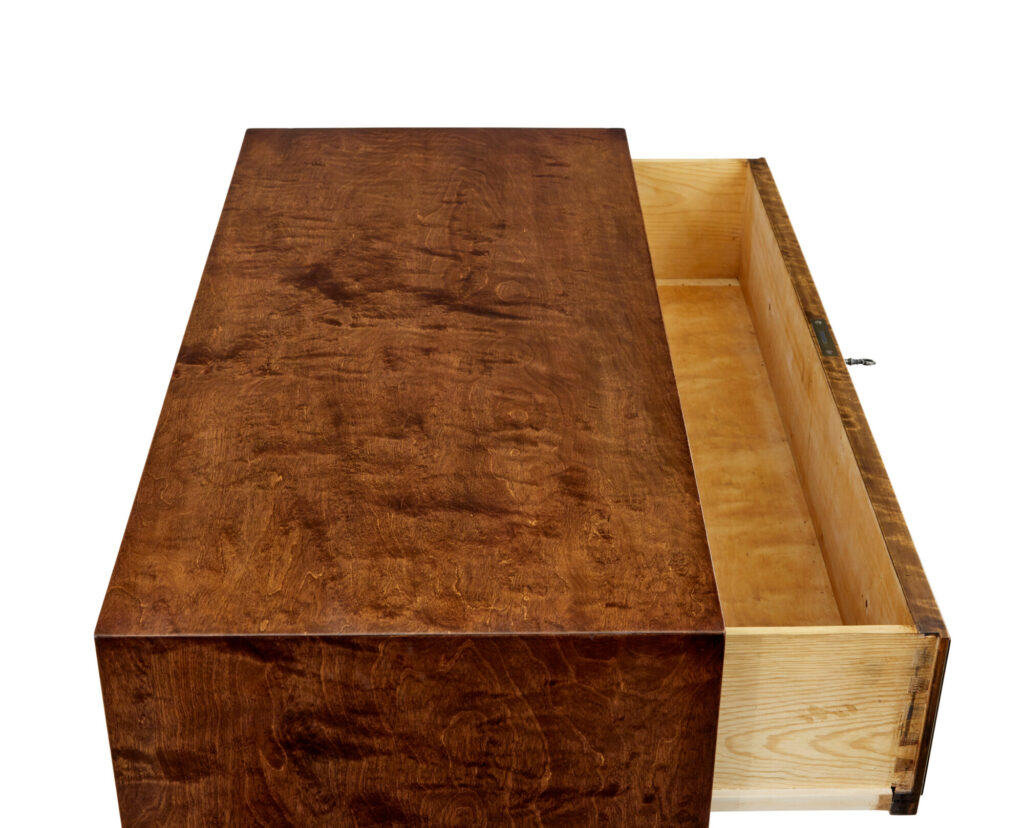 Swedish Art Deco Inlaid Birch Chest of Drawers — image 8