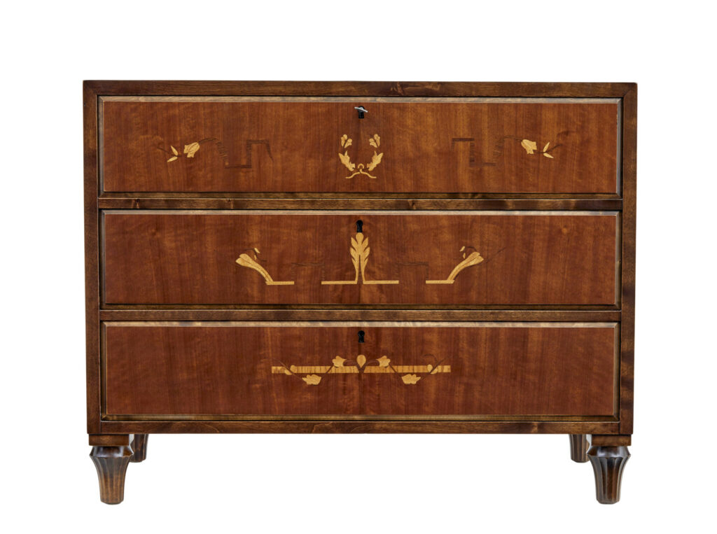 Swedish Art Deco Inlaid Birch Chest of Drawers — image 6