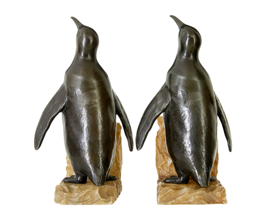 Pair of Art Deco Penguin and Alabaster Book Ends — image 3