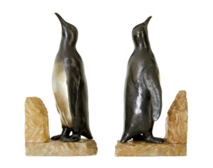 Pair of Art Deco Penguin and Alabaster Book Ends — thumbnail 2