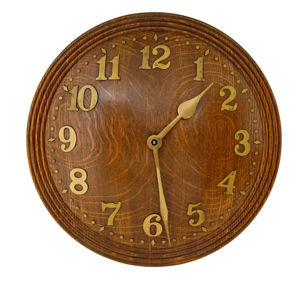 Zenith Art Deco Oak and Brass Wall Clock