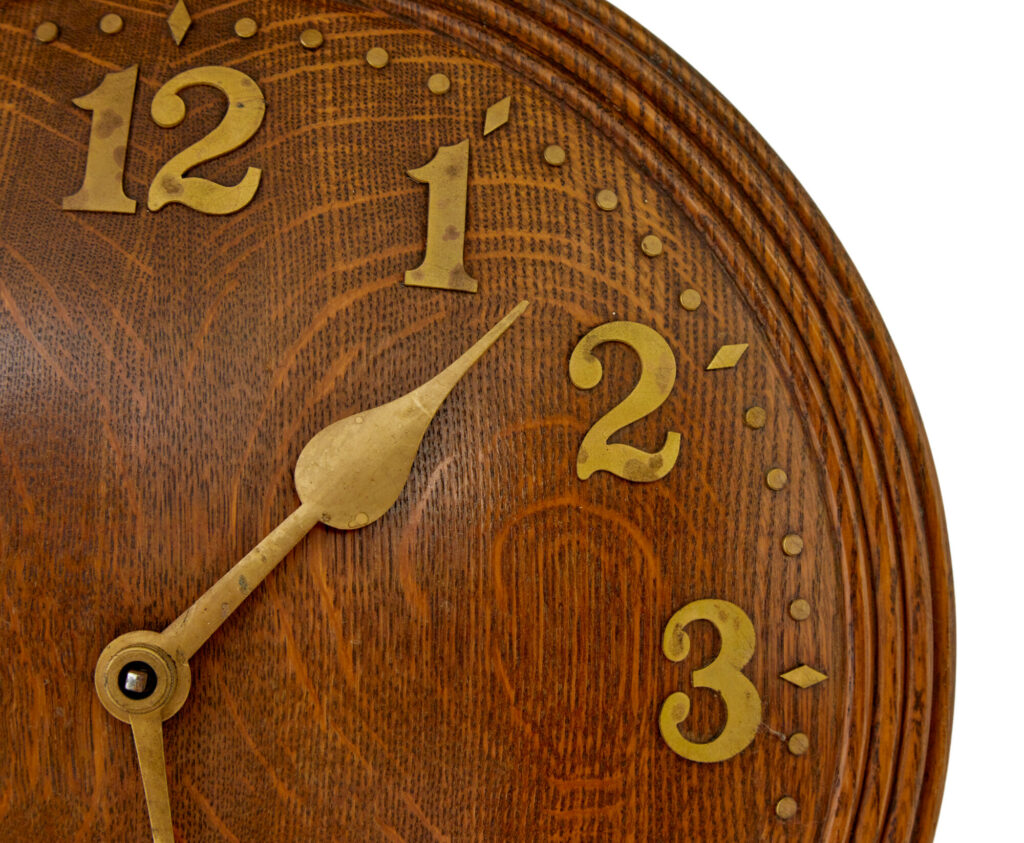 Zenith Art Deco Oak and Brass Wall Clock — image 6