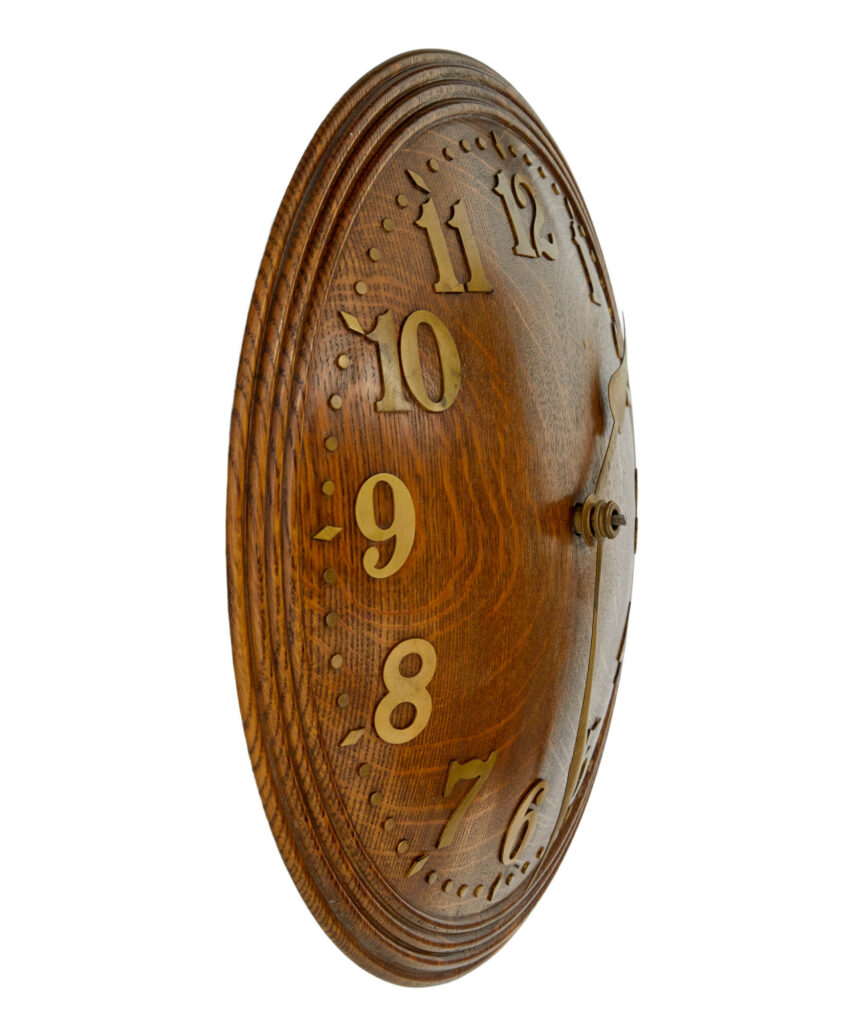 Zenith Art Deco Oak and Brass Wall Clock — image 5