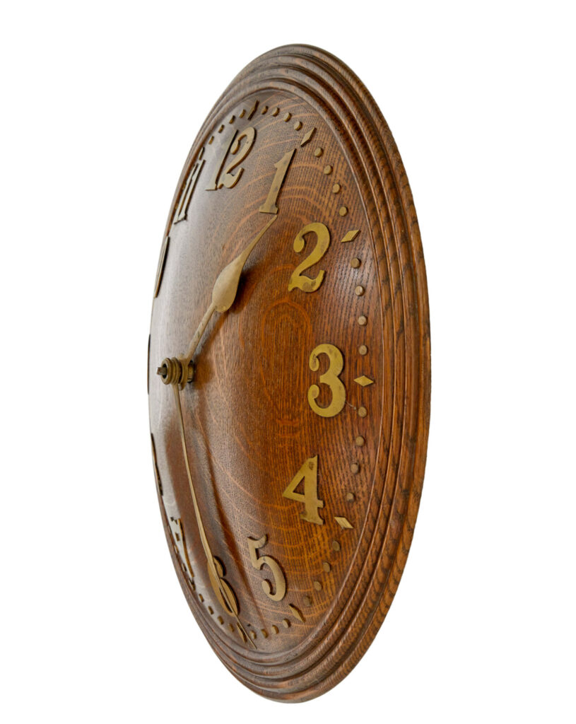 Zenith Art Deco Oak and Brass Wall Clock — image 4