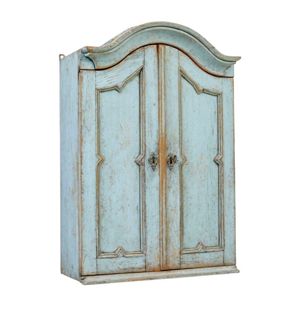 Mid 19th Century Swedish Painted Pine Wall Cupboard