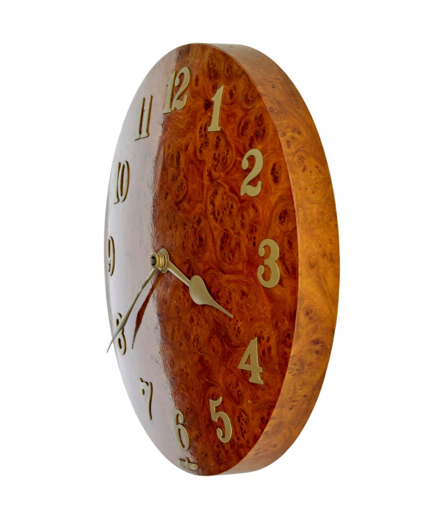 Zenith Art Deco Burr and Brass Wall Clock — image 4