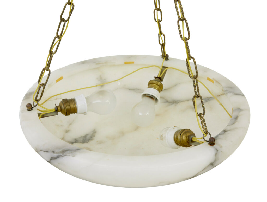 Swedish Alabaster Art Deco Hanging Dish Light — image 2