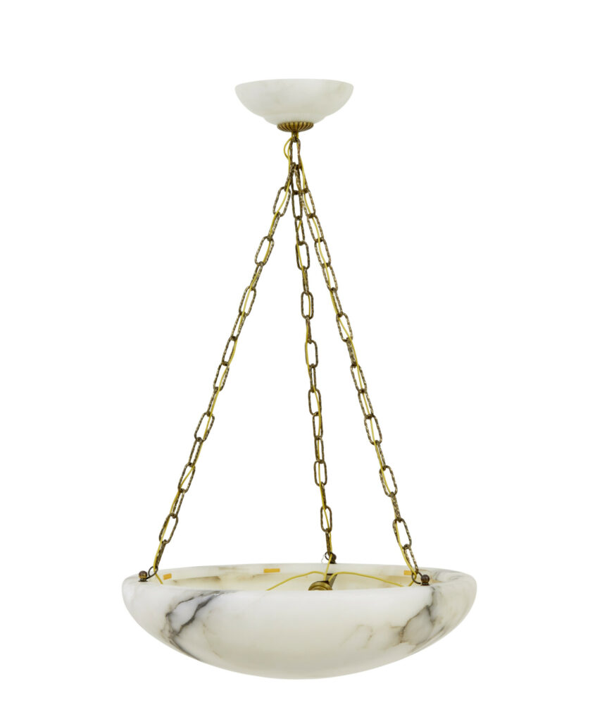 SWEDISH ALABASTER ART DECO HANGING DISH LIGHT