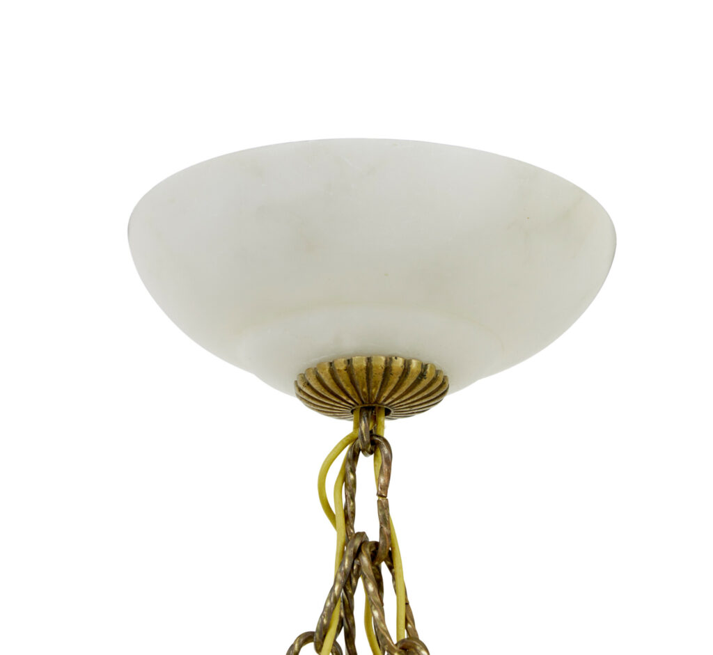 Swedish Alabaster Art Deco Hanging Dish Light — image 7