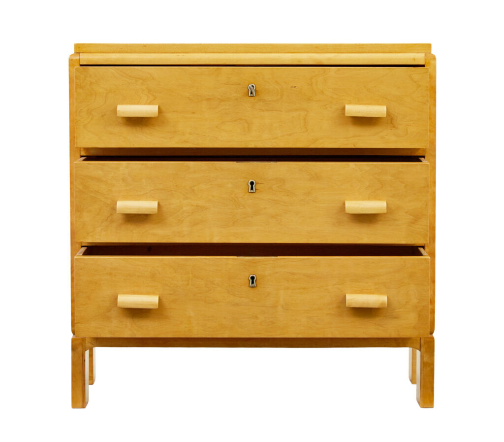 Swedish Mid Century Small Birch Chest of Drawers — image 7