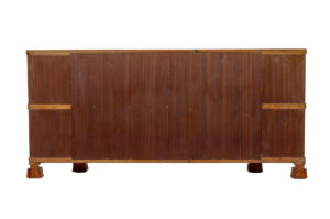 Shaped Mid Century Scandinavian Mahogany Low Open Bookcase — thumbnail 3