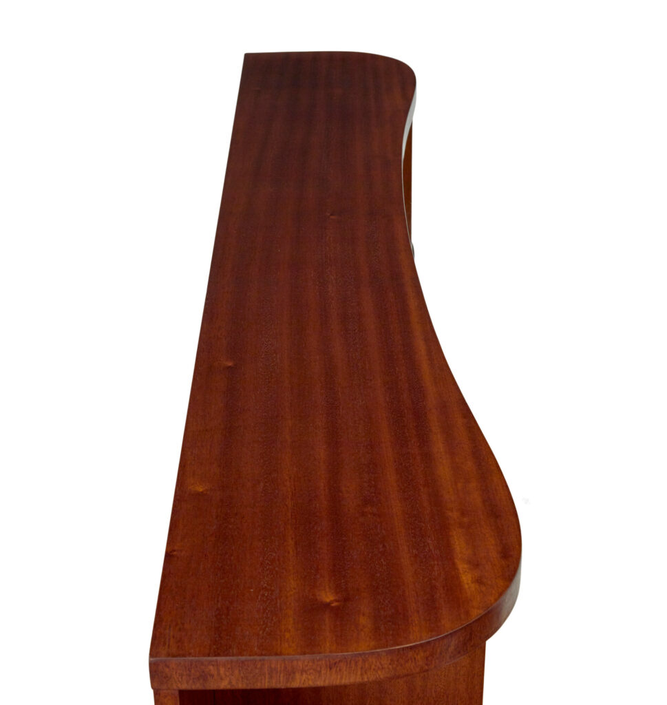 Shaped Mid Century Scandinavian Mahogany Low Open Bookcase — image 7