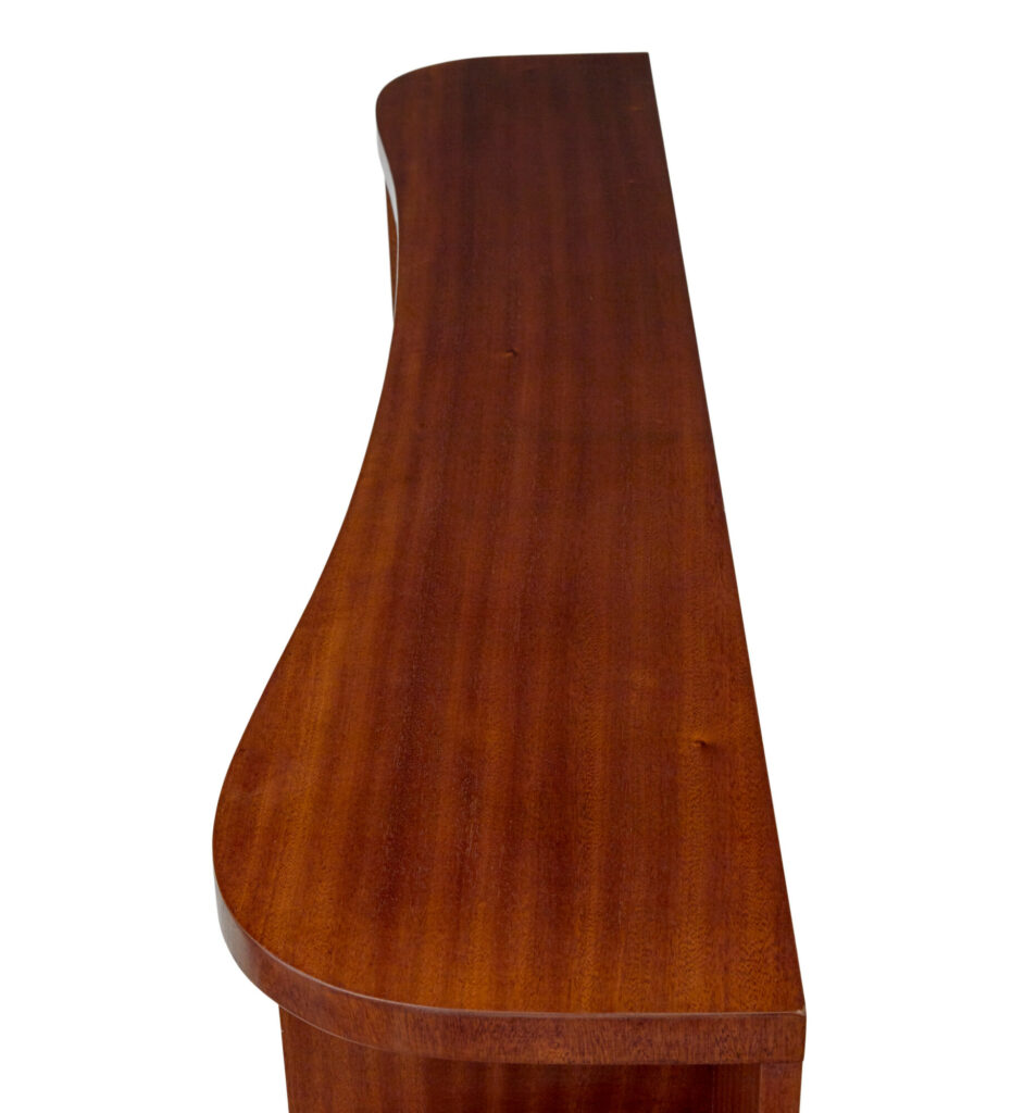 Shaped Mid Century Scandinavian Mahogany Low Open Bookcase — image 6