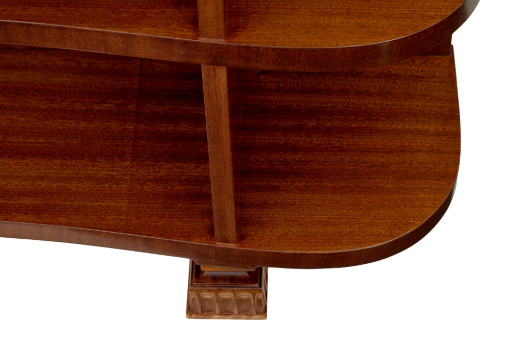 Shaped Mid Century Scandinavian Mahogany Low Open Bookcase — image 5