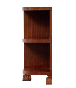 Shaped Mid Century Scandinavian Mahogany Low Open Bookcase — thumbnail 8