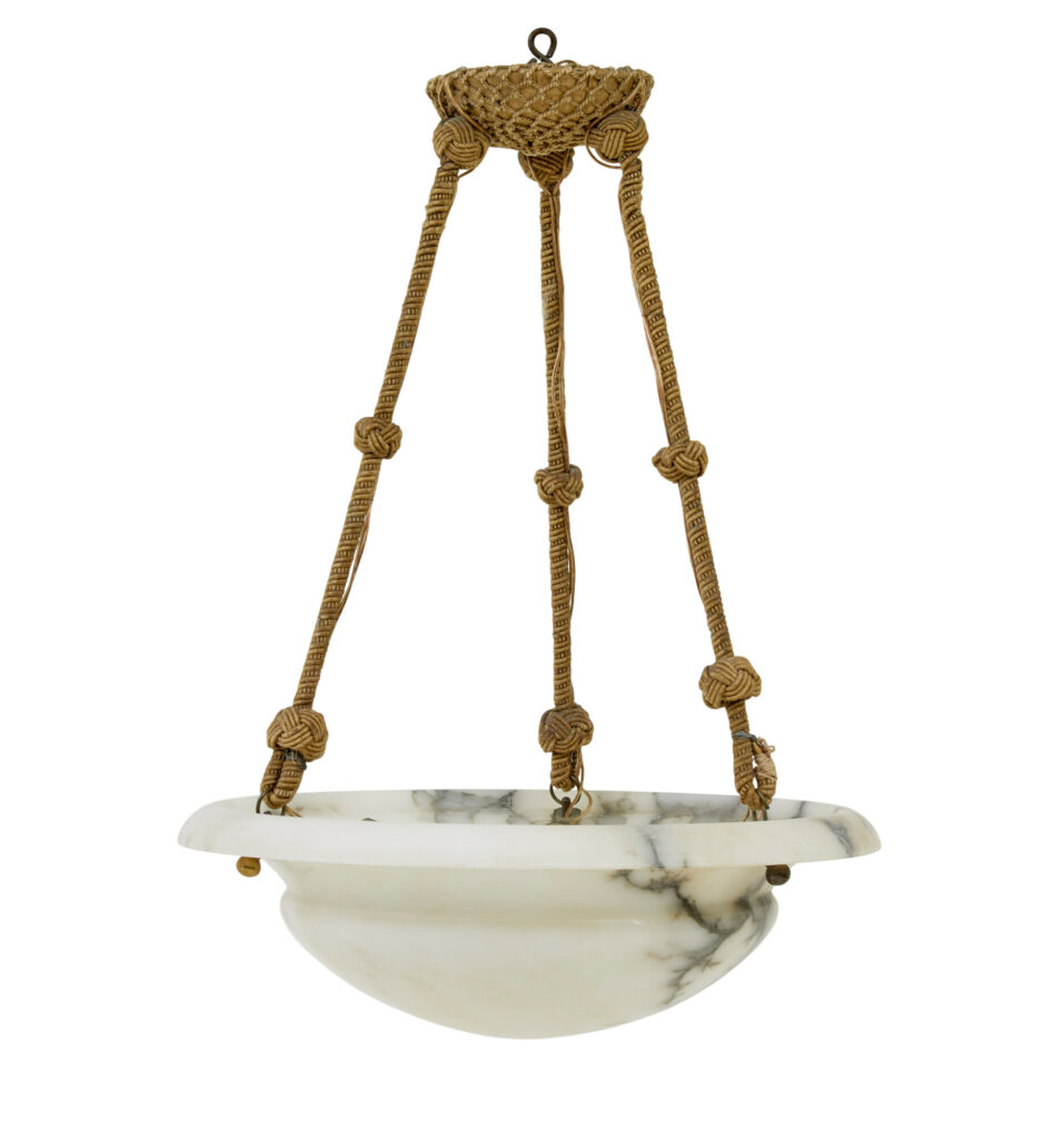 ART DECO ALABASTER HANGING CEILING PENDANT LIGHT
