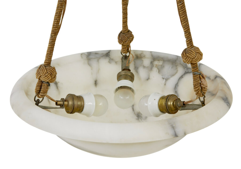 Art Deco Alabaster Hanging Ceiling Pendant Light — image 8