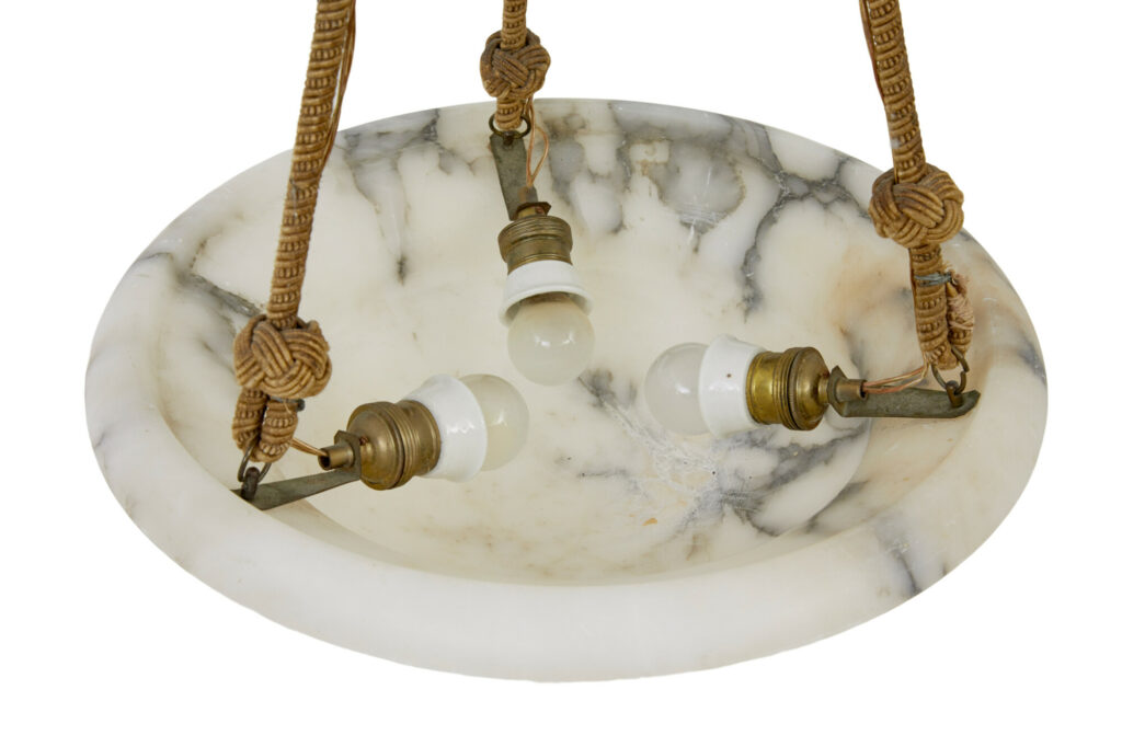 Art Deco Alabaster Hanging Ceiling Pendant Light — image 7