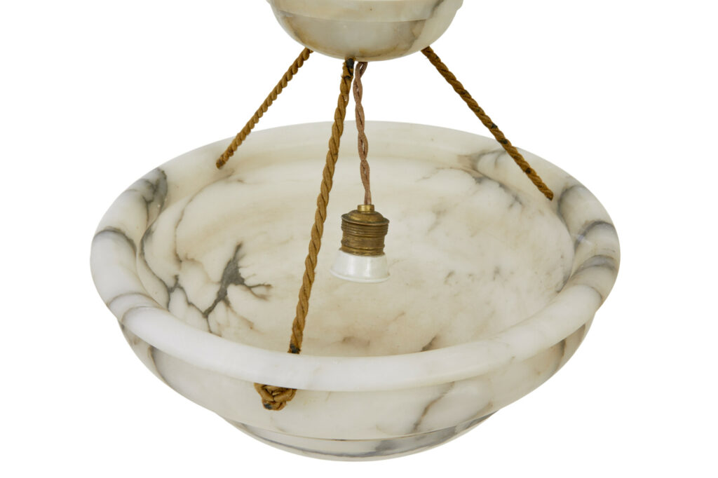 Art Deco Period Domed Alabaster Pendant Light — image 2