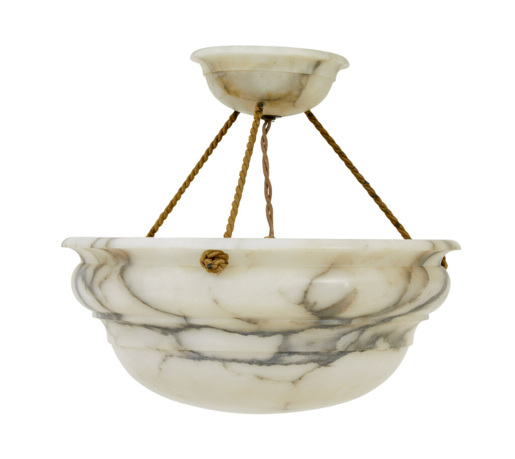 ART DECO PERIOD DOMED ALABASTER PENDANT LIGHT
