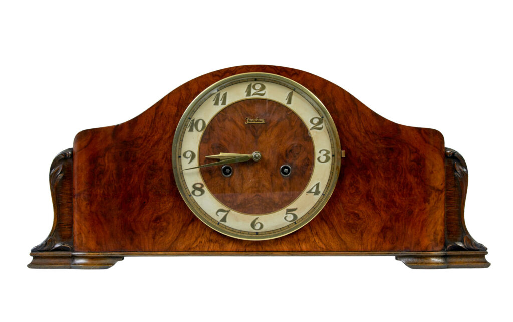 Art Deco Junghans Walnut and Oak Mantel Clock — image 7