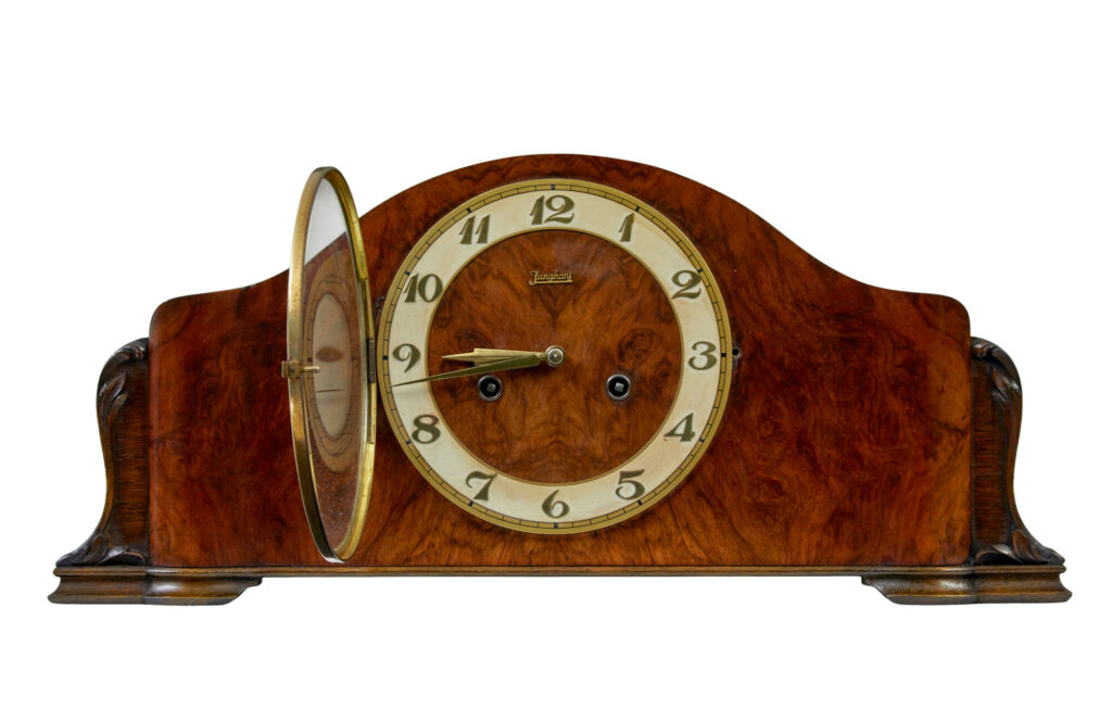 Art Deco Junghans Walnut and Oak Mantel Clock — image 6