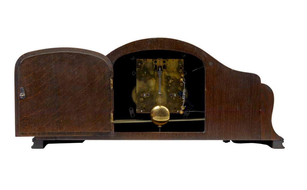 Art Deco Junghans Walnut and Oak Mantel Clock — image 2