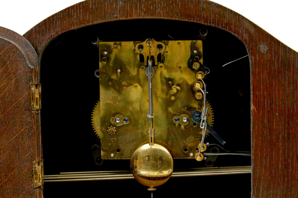 Art Deco Junghans Walnut and Oak Mantel Clock — image 8