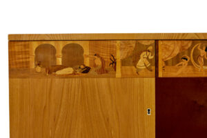 Swedish Art Deco Inlaid Elm Low Bookcase by  Mjölby Intarsia — thumbnail 6