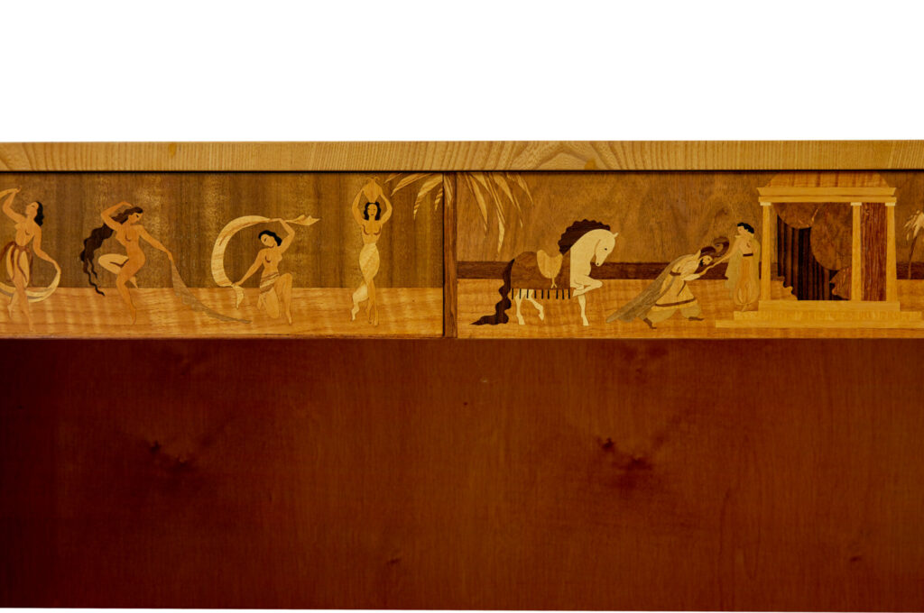Swedish Art Deco Inlaid Elm Low Bookcase by  Mjölby Intarsia — image 5