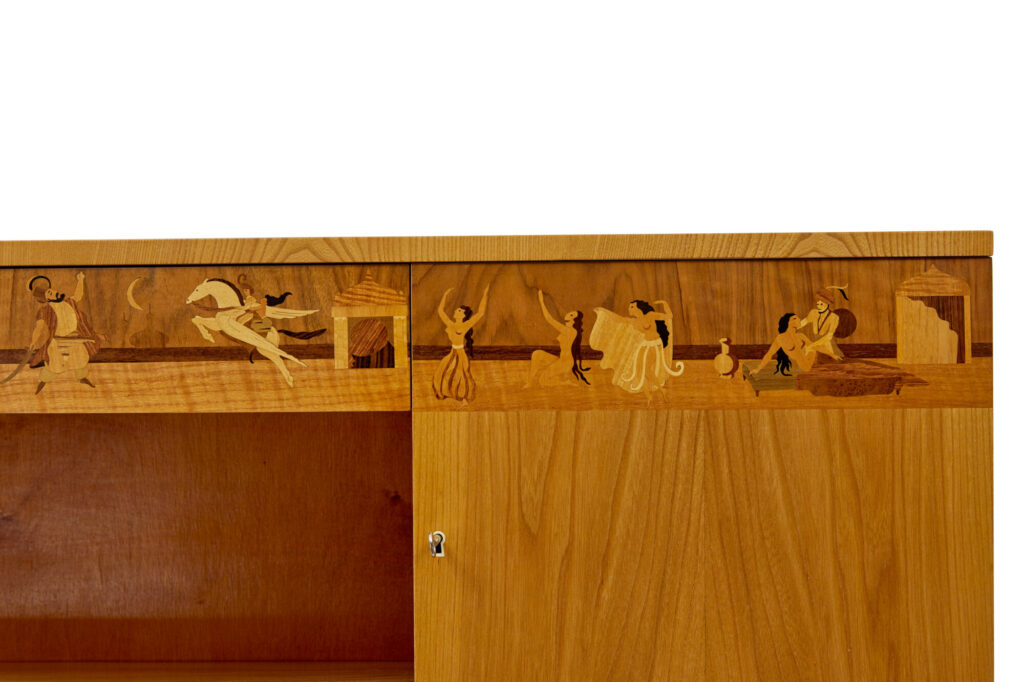 Swedish Art Deco Inlaid Elm Low Bookcase by  Mjölby Intarsia — image 4