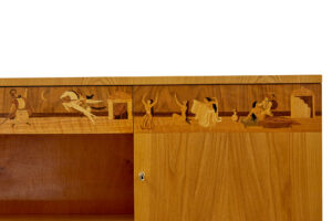 Swedish Art Deco Inlaid Elm Low Bookcase by  Mjölby Intarsia — thumbnail 4