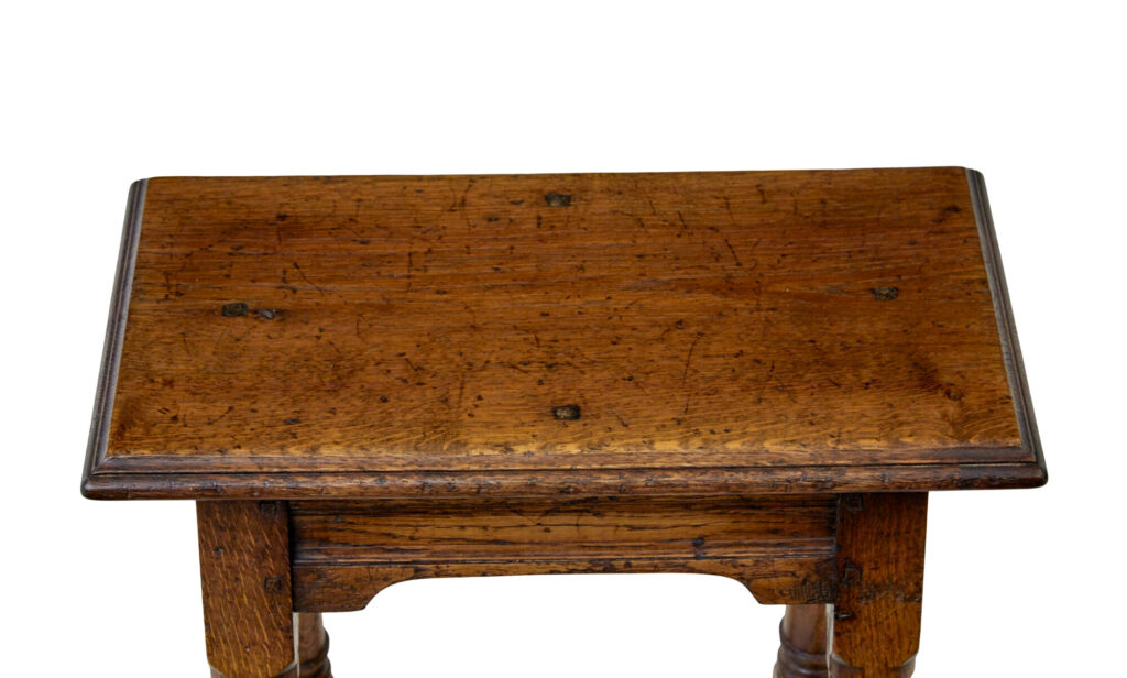 Pair of English Made Solid Oak Stools — image 5