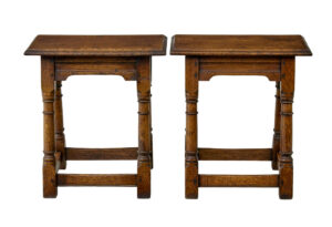 Pair of English Made Solid Oak Stools — thumbnail 3